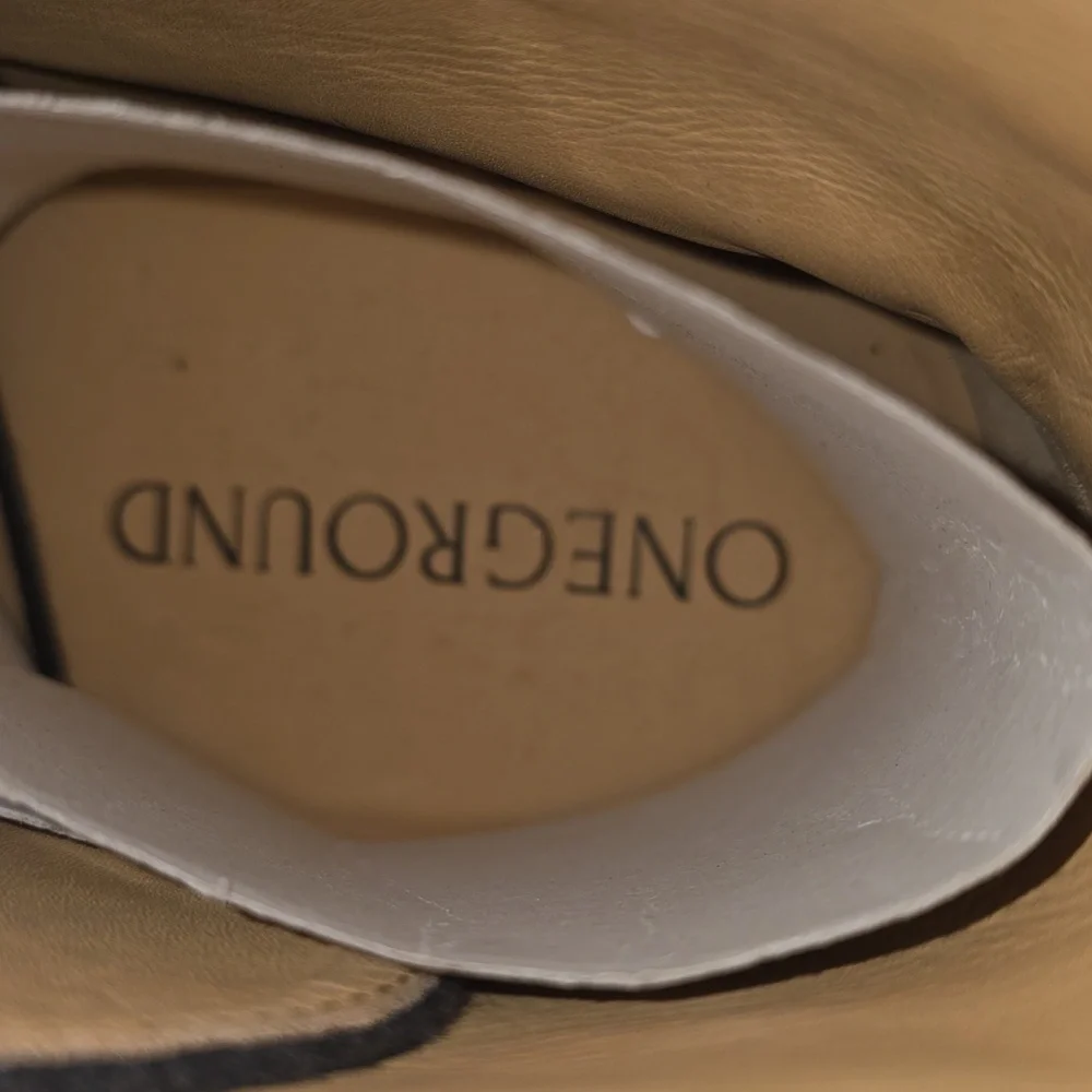One‎ Ground Gray and Brown Men's Leather Boots